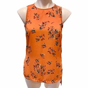 philosophy Orange Floral Print Sleeveless Top Shirt - Size XSmall XS